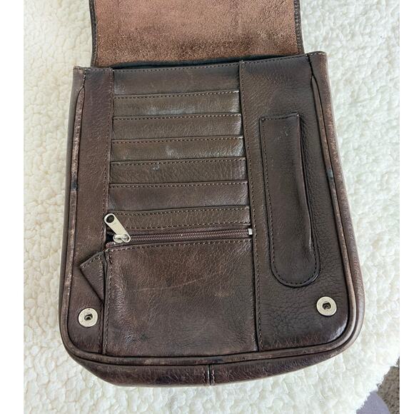 Vintage Eddie Bauer Brown Pebbled Leather Crossbody Purse - Picture 3 of 8